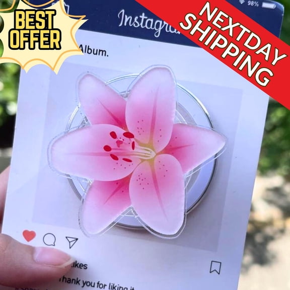 Lily Flower MagSafe Phone Grip: Kawaii Pink Tropical Phone Holder, Botanical Gift, Pink Flower Magnetic , Nature Accessory For Her H8