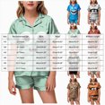 thumbnail image 3 of UAYOTSE Little Girls Satin Button‑Front Loungewear Set, Collared Short Sleeve Top and Shorts, Versatile Night Outfit for Indoor Activities Size 2-3 Years, 3 of 6
