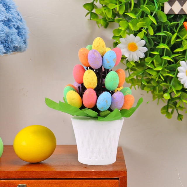 Artificial Easter Eggs Potted Easter Decor Foam Easter Eggs Pot Easter Eggs Bonsai For Indoor