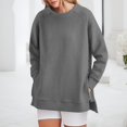 thumbnail image 2 of kamemir Lightweight Sweatshirts for Women Womens Oversized Sweatshirt Crewneck Long Sleeve Tunic Pollover Shirts Side Zipper Hoodie Sweater 2024 Fall Clothes(Grey,XXL), 2 of 6
