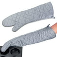 thumbnail image 2 of Tswift 2Pc Large Heat-Resistant Oven Gloves 200 °C Long 24 in Cotton with Silicone Grip Loop Hanging for Baking Grilling Cooking Machine Washable Black, 2Pc Gloves, 2 of 5