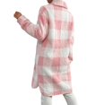 thumbnail image 5 of Aellinatey Womens Long Fleece Plaid Jacket Cozy Lapel Button Down Sherpa Shacket Fall Winter Plaid Coats, 5 of 7