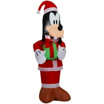 Gemmy Christmas Inflatable Goofy in Santa Suit, 4 ft Tall, Multi