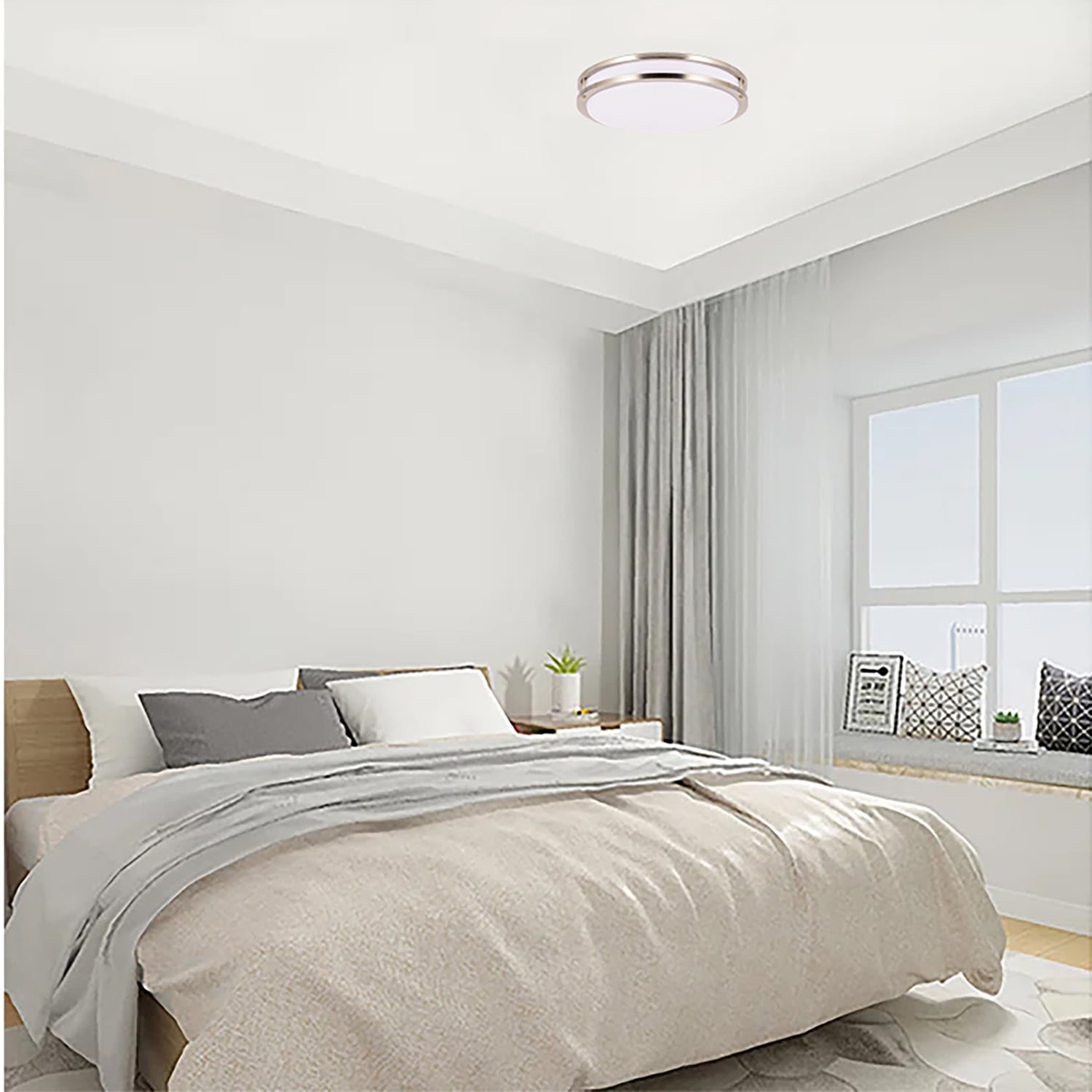 Energetic  12" LED Ceiling Light, Dimmable Modern Flush Mount, Brushed Nickel, 3CCT ENERGY STAR