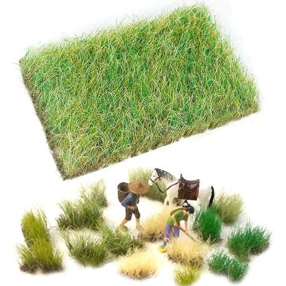 Hand Torn Model Grass Tufts for Miniature Scenery Applicable for N & HO Scale for Train Layouts, Diorama Supplies, and Architectural Models(Early Autumn)