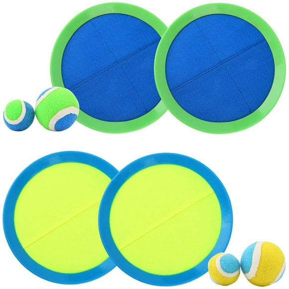 EVERICH Jeu de Balle et Attrape-Pagaies Jeu de Lancer et Attraper-Sortie de Balles de Sport Extérieur Jouets pour Enfants (2 Balles Smal, 2 Grandes Balles, 4 Raquettes, 1 Rangement)