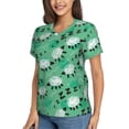thumbnail image 2 of Xecao Sheep Zzz for Women's V-Neck T-Shirts-Elegant Half-Sleeve Tops Perfect for Summer-Small, 2 of 5