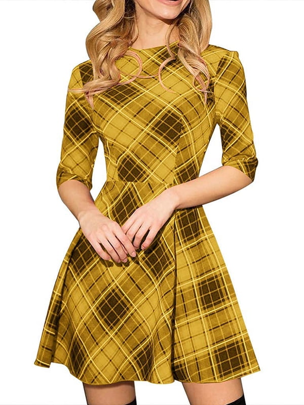 checked skater dress