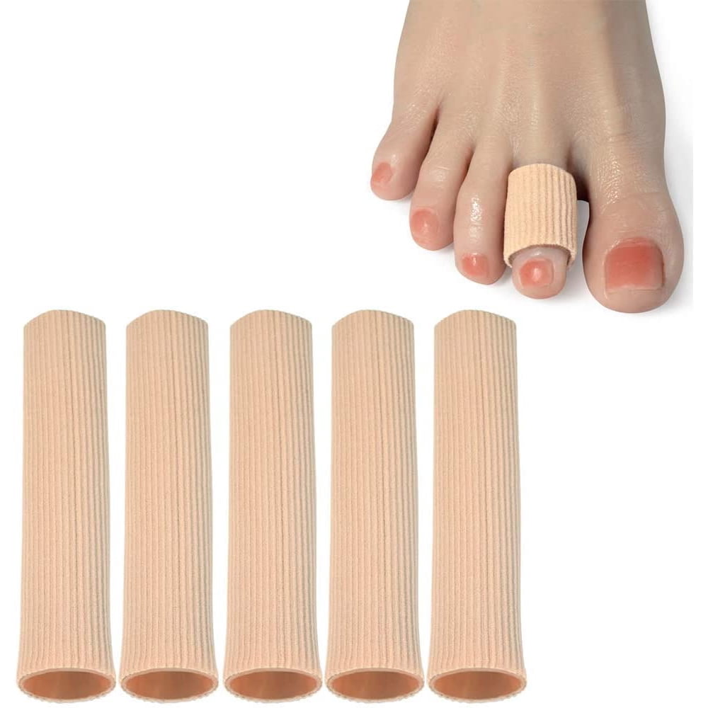 Amerteer 5 Pcs Toe Tubes Sleeves Protectors Cushions, Fabric & Gel