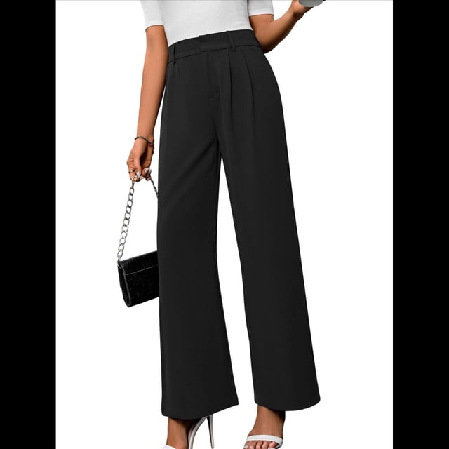 Pantalones de Trabajo Elásticos de Pierna para Mujer, Pantalones de Vestir de Cintura Alta, Pantalones Casuales de Negocios, Pantalones de Vestir Negro L