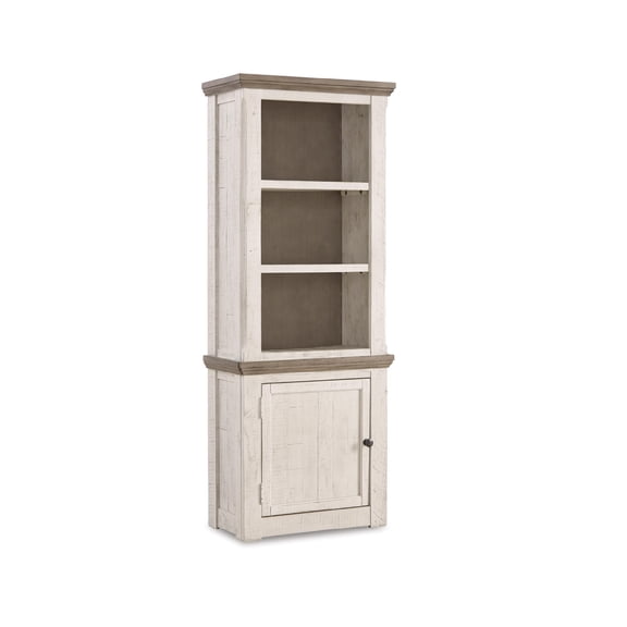 Signature Design by Ashley Havalance Left Pier Cabinet, Two-Tone Weathered Gray & Vintage White, Modern Farmhouse Bookcase