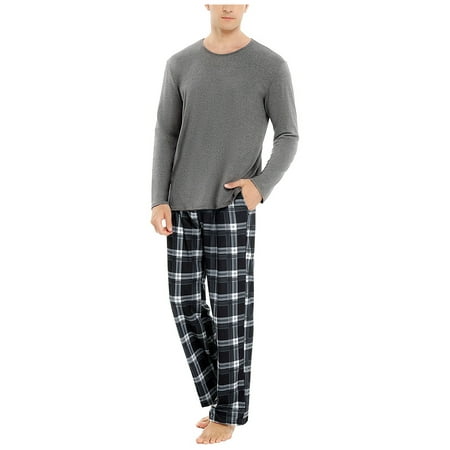 

Mens Pajamas Four Seasons Fashion Leisure Soft Home Solid Color Shirt Pants Pajama Set Home Service Two Piece Set