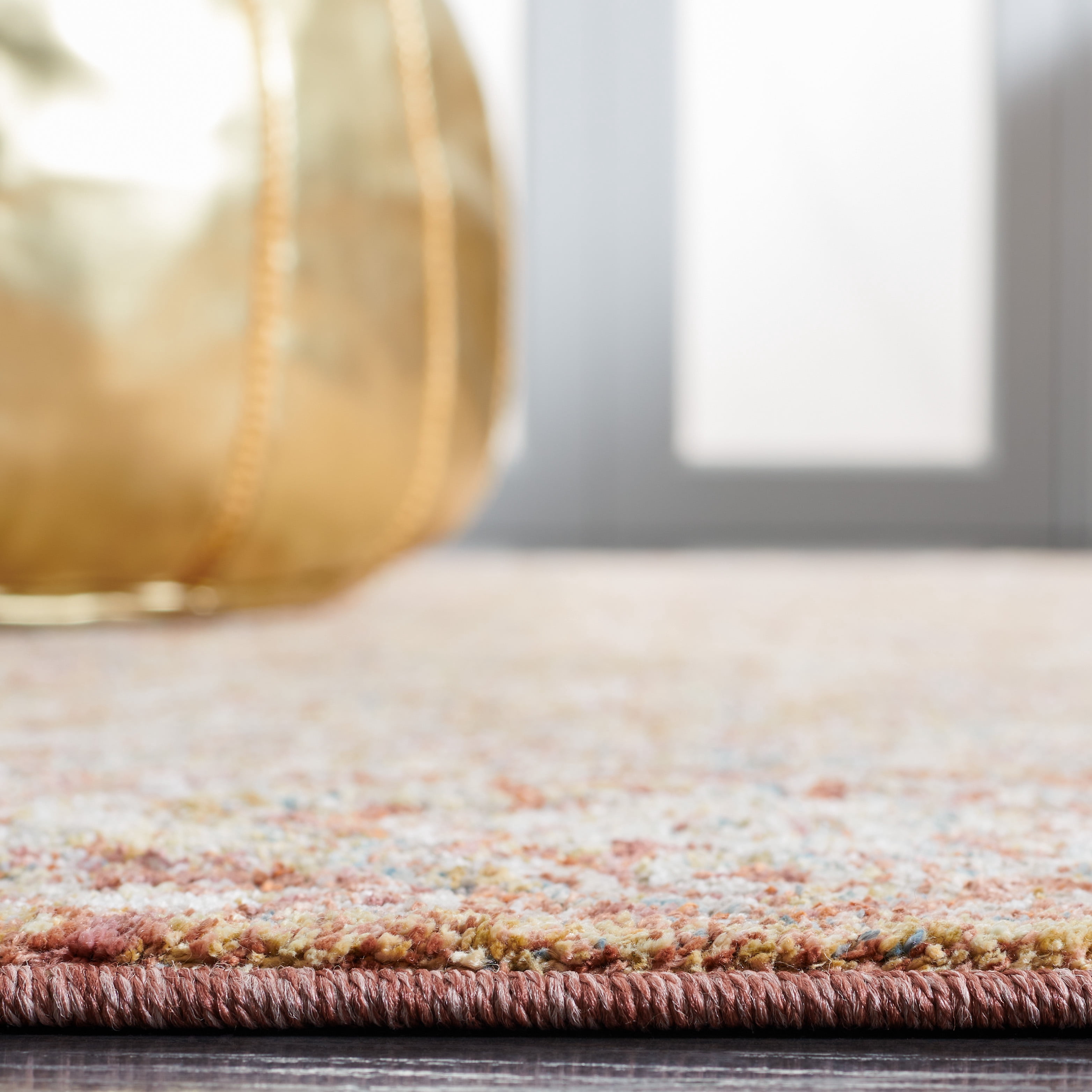 SAFAVIEH Valencia Maria Oriental Polyester Area Rug, Rust/Teal, 4' x 6'2"