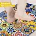 thumbnail image 5 of Boho Kitchen Rugs Set 2 Pieces Memory Foam Colorful Ceramic Comfort Tile Floor Mat Anti Fatigue Non-Skid PVC Runner Rug Water & Oil Proof Carpet for Kitchen Laundry Sink,17.3x28+17.3x47 Inch, 5 of 6