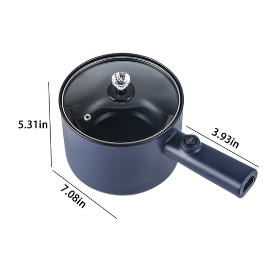 Momihoom Mini Electric Hot Pot Cooker, Deep Blue 1.5L Non-Stick Multi-Functional Cooker for Dorm and Office