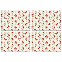 Pioneer Flower Floral Print Pattern Summer Placemats Table Placemats Set Of 4-Linen Kitchen Washable Placemats Table Mats 12x18 Inch Non-Slip Heat Resistant