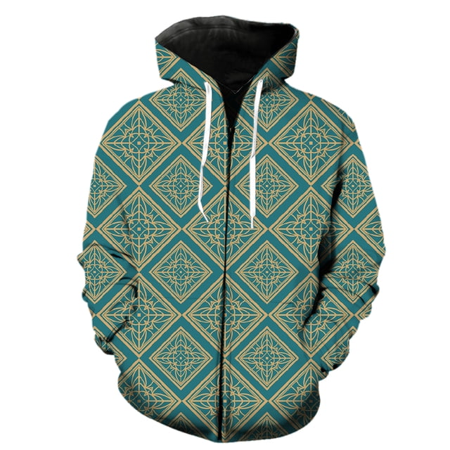 Abstract Pattern Men's Zipper Hoodie Spring Sweatshirts Long Sleeve Casual Cool Tops Teens 3D Print Fashion Hip Hop Oversized