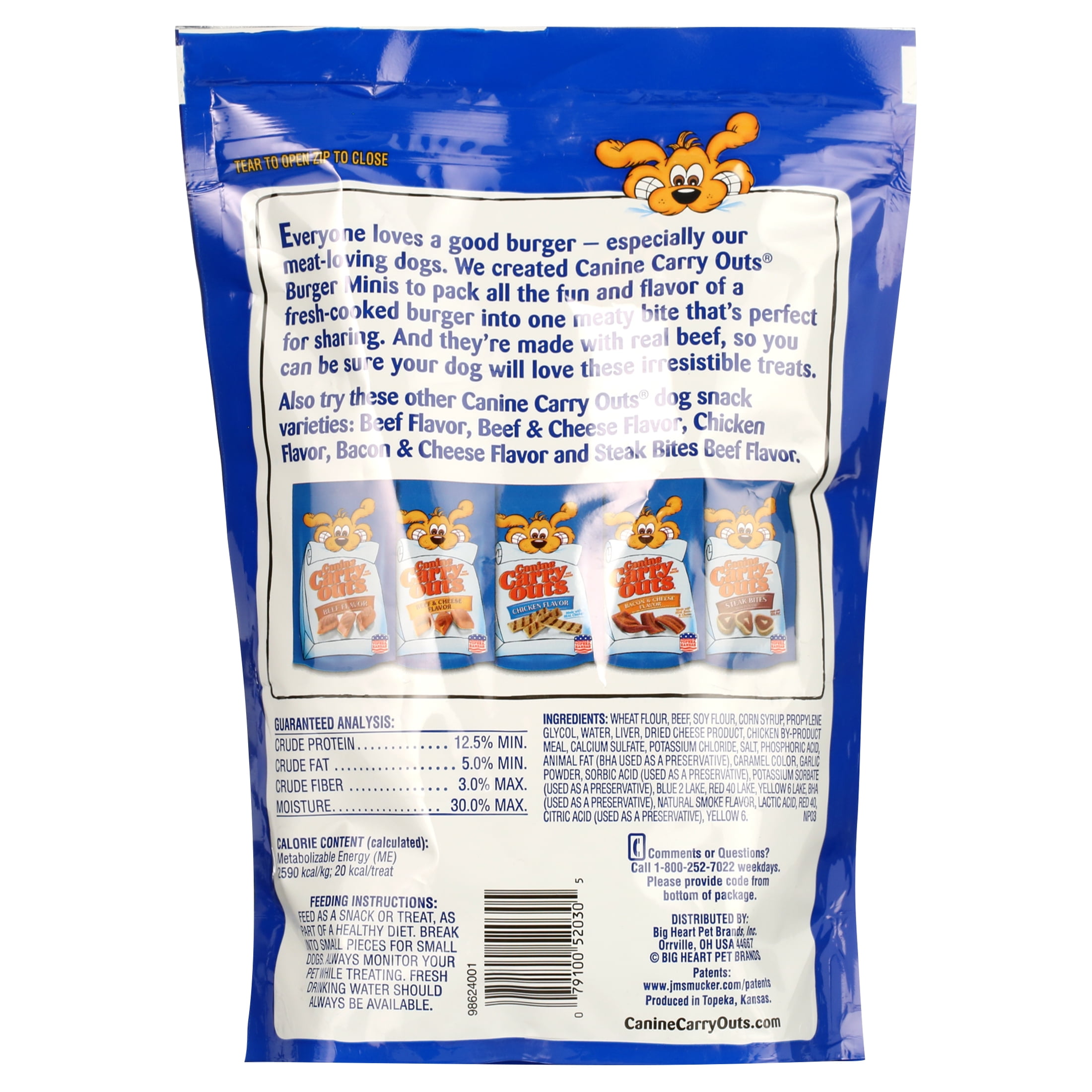(6 pack) Canine Carry Outs Burger Minis Beef Flavor Dog Treats, 22.5oz Bag