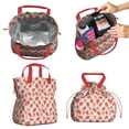 thumbnail image 2 of Pink Strawberry Plants Fruit Drawstring Lunch Bag Women - Drawstring Lunch Bag Insulated for Work Office - Stain-Resistant Large Lunchbags for Women with Multi-Pockets, 2 of 6