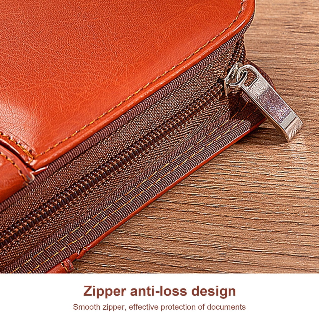 Leather Conference Folder with Clipboard Multiple Pocket Card Holder Pen Slot