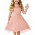 thumbnail image 1 of SROBPTY Robes pour Filles, Robe en Maille à Manches Courtes pour Fille, Taille Haute, Coupe Trapèze, Décontractée, Rose, 15 Ans, 1 of 4