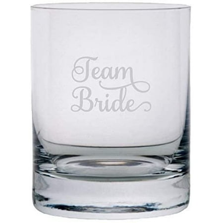 

Team Bride Samantha Font Wedding Party Themed Etched 11oz Crystal Rocks Whisky Glass