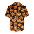 thumbnail image 3 of Domuza Scrub Shirts for Men Halloween Funny Spooky Print Short Sleeve V-Neck Nursing Shirt Stylish Comfy Soft Medical Uniforms with 3 Pockets Ginger M, 3 of 4