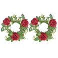 thumbnail image 6 of Kripyery 2Pcs Candlestick Garland Realistic Simulation Rose Wreath Candle Holder Garland for Home Wedding Decoration, 6 of 8