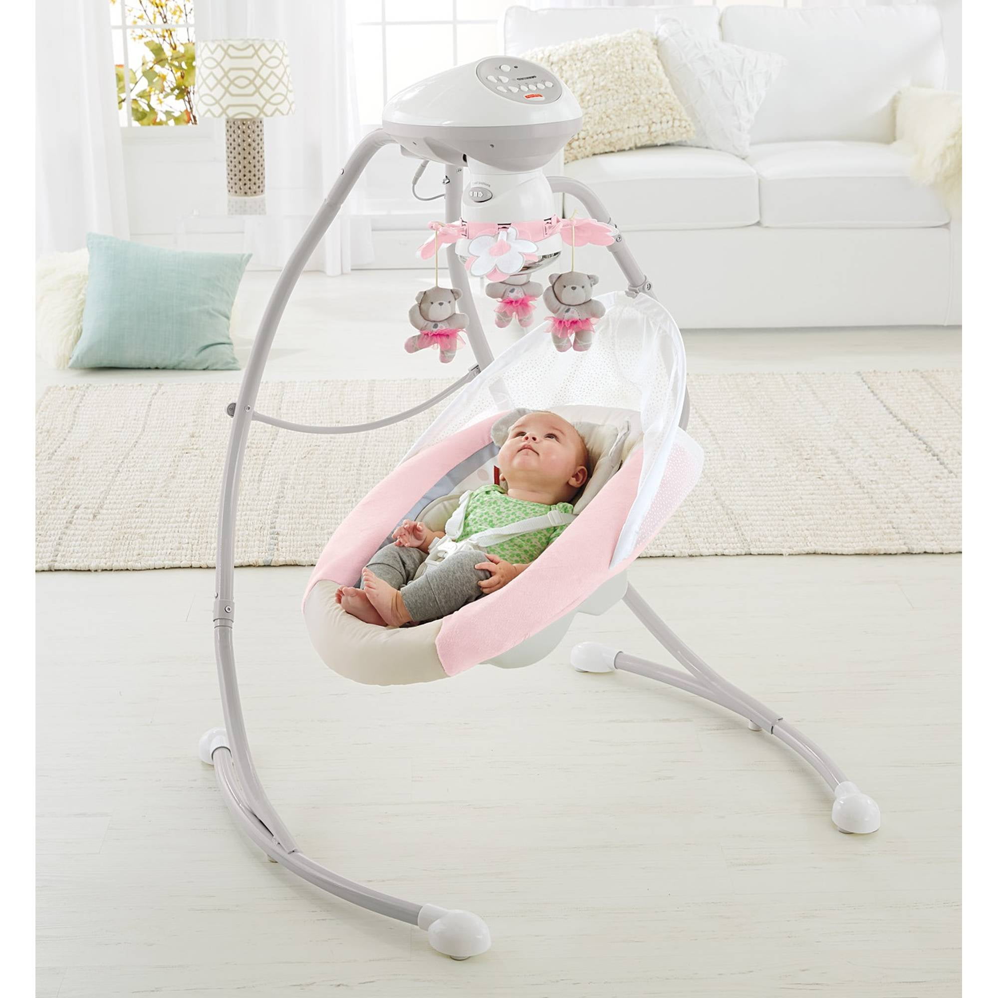 Fisher Price My Little Snugabear Cradle N Swing Pink