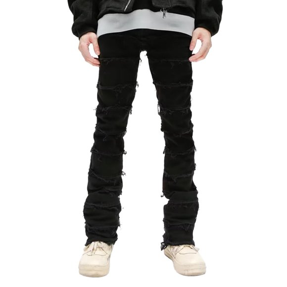 HBFAGFB Men's Jeans Straight Leg Slim High Waisted Pants Jeans Mens Fashion Denim Trouser Black Size M