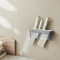 Latrodar Kitchen Knife Block Without Knives Kitchen Knives Storage Organizer Wall Mounted Knife Kitchen Tools Gray Durable 5.52x3.52 Inch