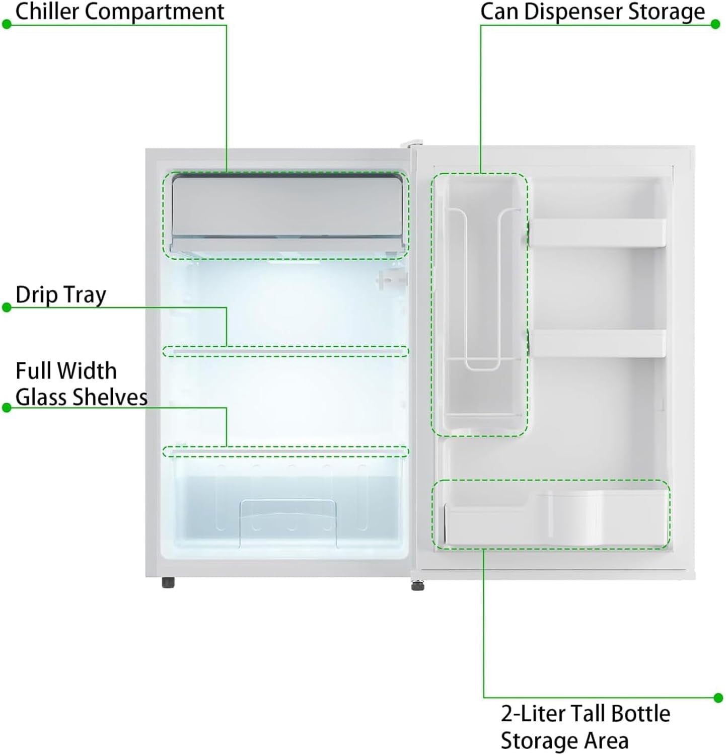 M optimized Mini Fridge with Freezer, 4.3 Cu.Ft Single Door Refrigerator whit 7 Settings Temperature Adjustable and 3 Removeble Shelves, Low Noise, Refrigerator for Home, Office, Dorm, Garage or RV