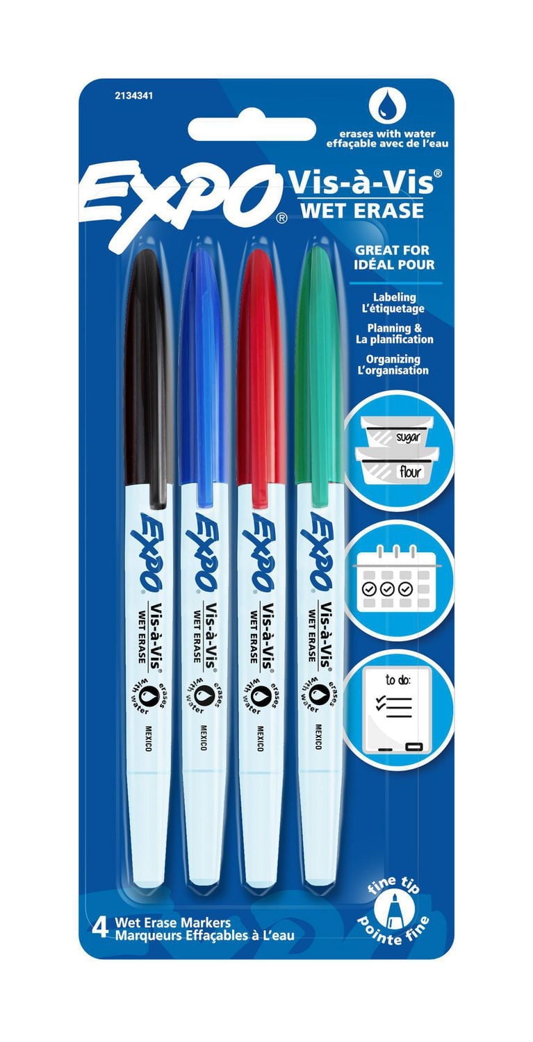 EXPO Vis à Vis Wet Erase Markers, 4-Pack