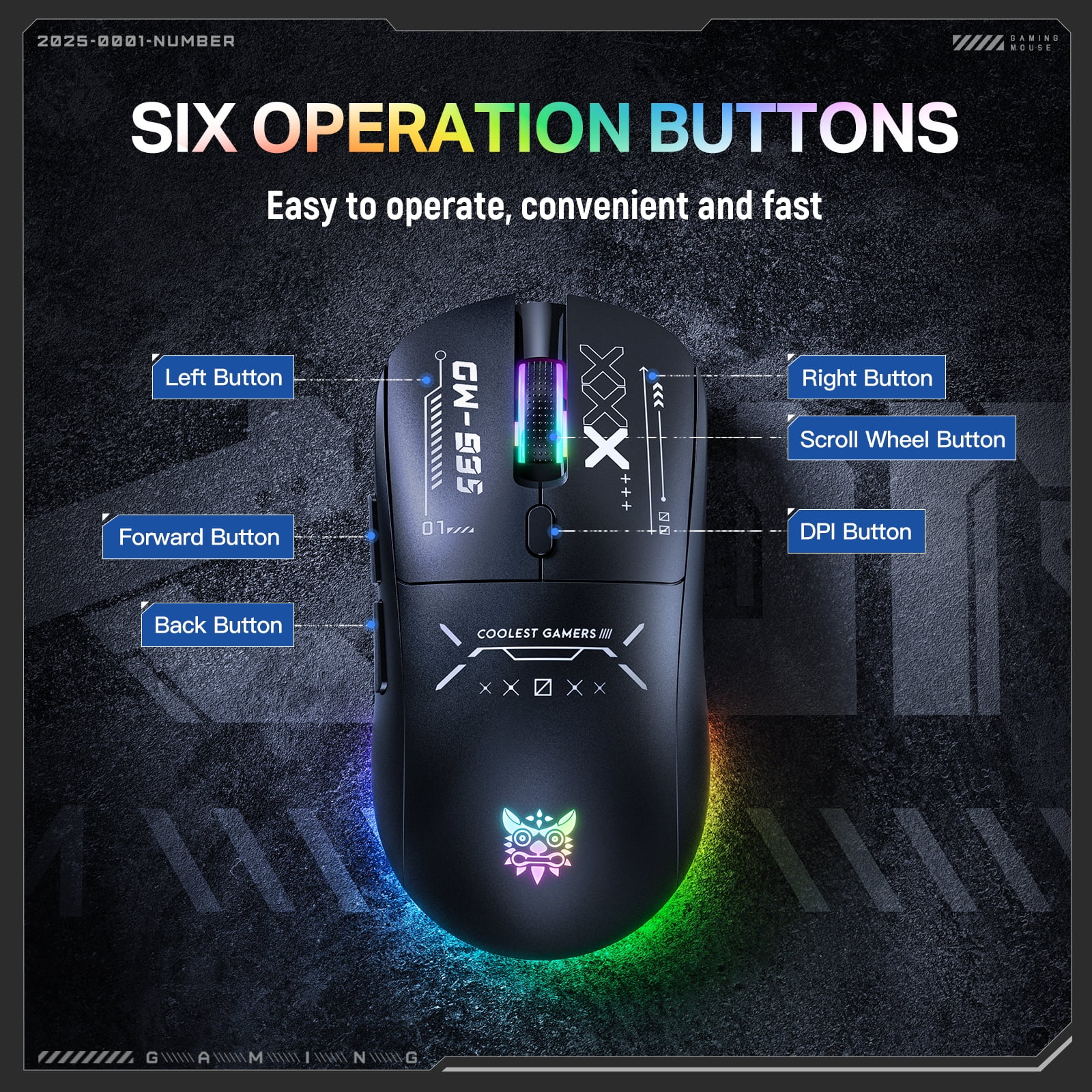 Siivton Wireless Gaming Mouse,  2.4G/Bluetooth 5.3/Wired, 12800 DPI Adjustable, 8 Programmable Buttons, 500mAh Battery, RGB Lighting for PC, Laptop, Mac, PS4/PS5