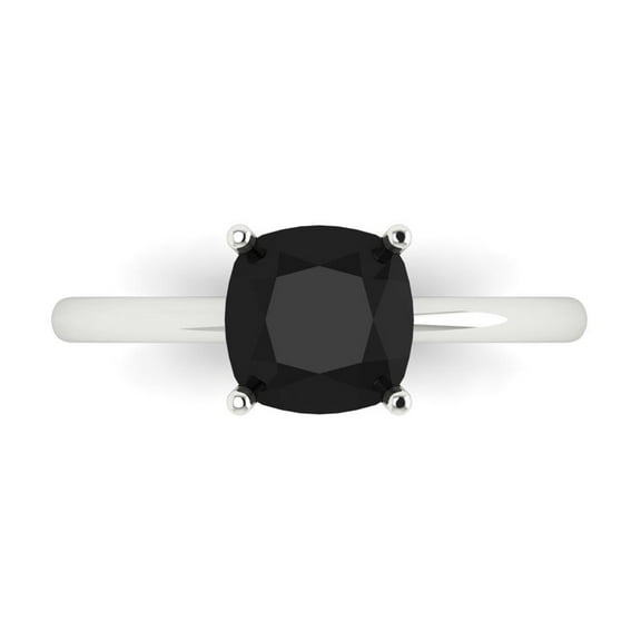 Solitaire Engagement Ring for Women - 2ct Natural Onyx in 14K White Gold Promise Ring