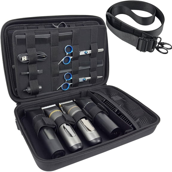 Black Hard Travel Makeup Case for Hair Clippers and Barber Supplies