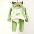 thumbnail image 3 of Odeerbi Toddler Boys Girls Winter Fleece Pajamas Plush Thermal Warm Sleepwear Baby Kids Cartoon Print Thickening 2 Piece Loungewear Set Long Sleeve Home Wear Clothes PJs Suit Green, 3 of 3
