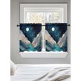 thumbnail image 5 of Teal Blue Geometric Tier Curtains 24 Inch Length,Sheer Curtains for Bedroom Living Room Window Abstract Sky Stars Moon Mountains Short Kitchen Curtains Drapes for Small Half Window 27.5"x24" 2 Panels, 5 of 7