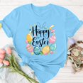 thumbnail image 4 of Mujeres de Manga Corta Tops Casual Nuevo Cuello Redondo Pascua, Ligera Camiseta de Poliéster Spandex, 4 of 4