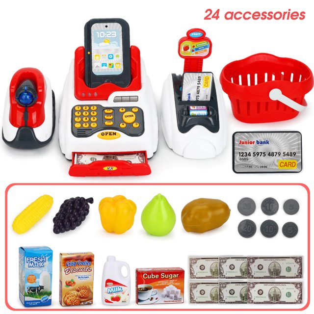 Juego de caja registradora de supermercado, juguetes educativos para niños