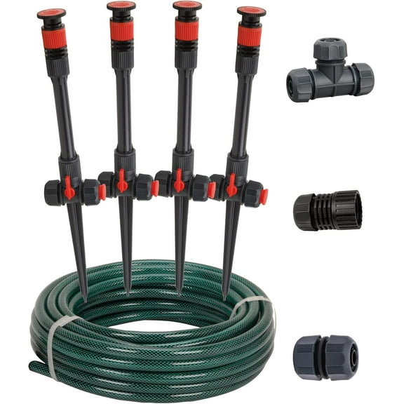 98063 Multi-Adjustable Flex Design Above Ground Irrigation Garden Sprinkler System, Sprinkler & Hose, DIY Plant Watering Set