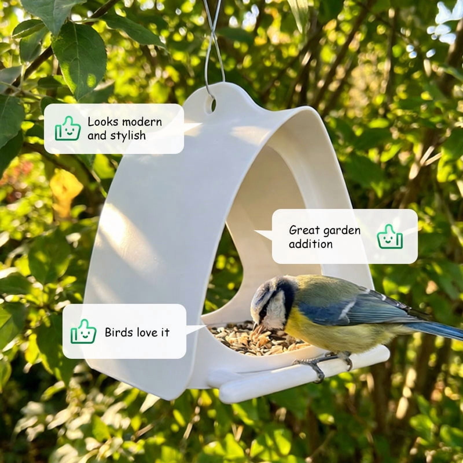 Bird Feeders for Outside Hanging, Wild Bird Feeder House for Cardinals Finches Wooden Bluebird Feeder Mealworm Feeder Outdoor Wood Platform Bird House Feeder