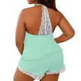 thumbnail image 2 of Tosmy Womens Lounge Sets Ladies Plus Size Lace Trim Pajama Set Short Sleeveless Top Shorts 2 Piece Sleepwear Set, 2 of 7