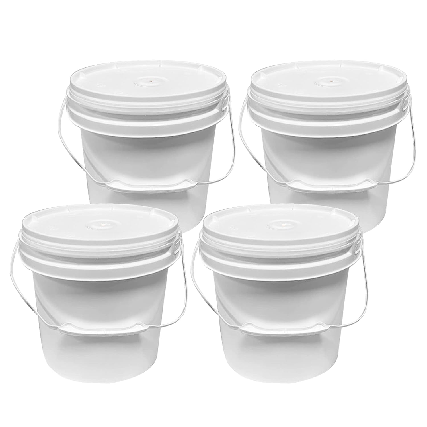 4 Dispensing Buckets with SnapSeal Wide Lid and Dispensing Gasket for