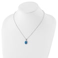 thumbnail image 3 of Auriga Fine Jewelry 925 Sterling Silver Rhodium-plated Cabochon Lab Created Blue Opal and Brilliant-cut CZ Oval Necklace for Women 18.5", 3 of 6