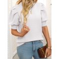 thumbnail image 2 of Women'S Puff Short Sleeve Sweater Tops 2025 Spring Summer Trendy Crew Neck Casual T Shirts Blouses White L, 2 of 6