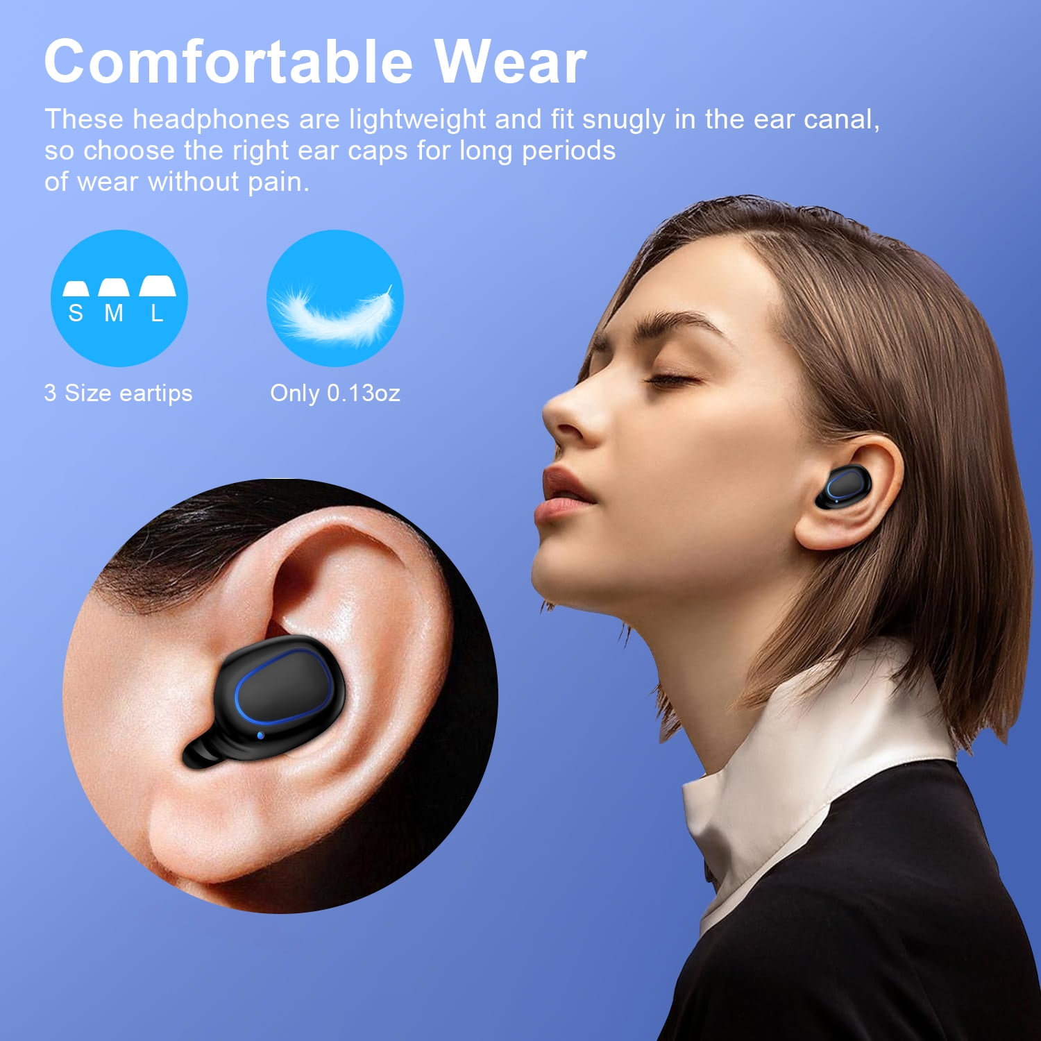 Wireless Earbuds for iPhone Android,Bluetooth 5.2 Headphones 120Hrs Playtime Waterproof IPX7 In-Ear Stereo Earphones Headset Noise Cancelling True Wireless Earbuds with Ear Hooks&Charging Case,Black