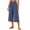 Navy, variant on Drovellove Women's Plus Size Casual Cotton-Linen Wide-Leg Capri Pants with Pockets - Elastic Waist Crop Trousers for Spring Vacation or Weekend Brunch