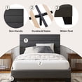 thumbnail image 6 of Einfach Twin Bed Frame, Platform Bed Frame with Panel Upholstered Fabric Headboard, Dark Grey, 6 of 7