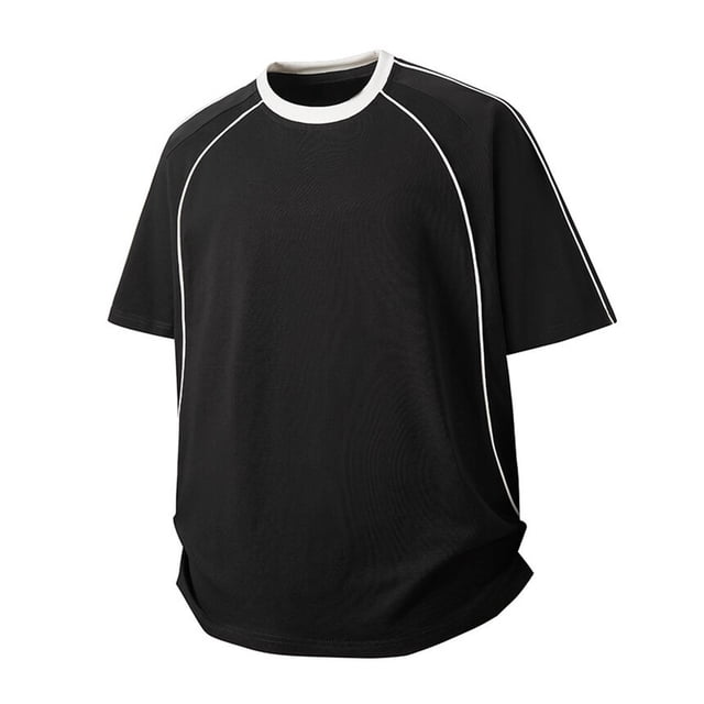 pstuiky Camisa de manga corta para hombre, Blusa deportiva informal de color liso para hombre, holgada, de manga corta y cuello redondo camisetas de hombre xl